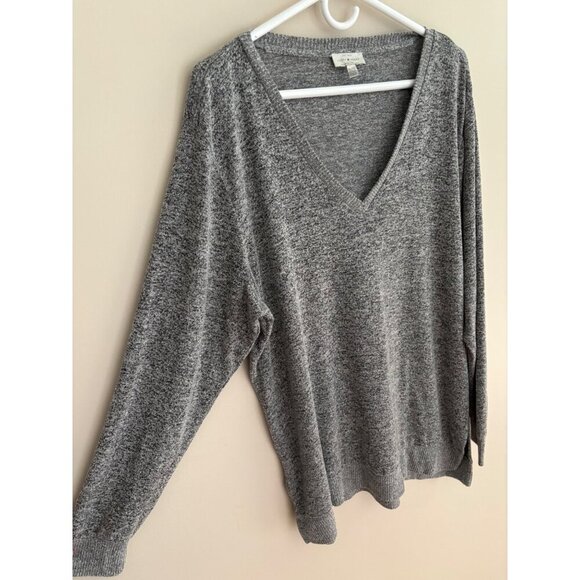 Lucky Brand V-Neck Cloud Knit Tunic Pullover Sweater in Grey Heather Size XL - Picture 3 of 13